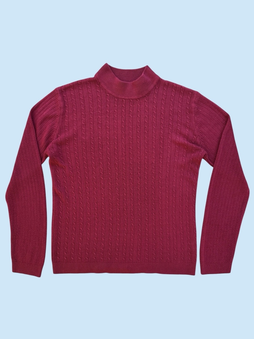 Sarah Bentley Maroon Red Cable Knit Long Sleeve Pullover Sweater Vintage Korea L